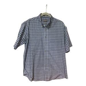 Van‎ Heusen Mens Casual Short Sleeve Wrinkle Free Plaid Shirt Size M 15-15.5